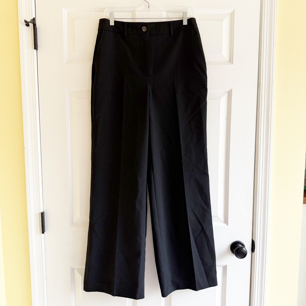 Boden Black Wide Leg Cropped Trouser Pants Women US 8 Long Tailored‎ Work Office
